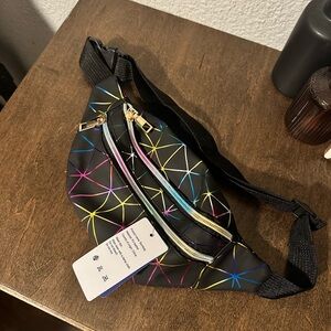 Geometric Black Multi-Color Fanny Pack